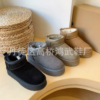 厚底外穿短筒外贸雪地靴女2026冬季新款百搭加绒加厚防滑保暖棉鞋