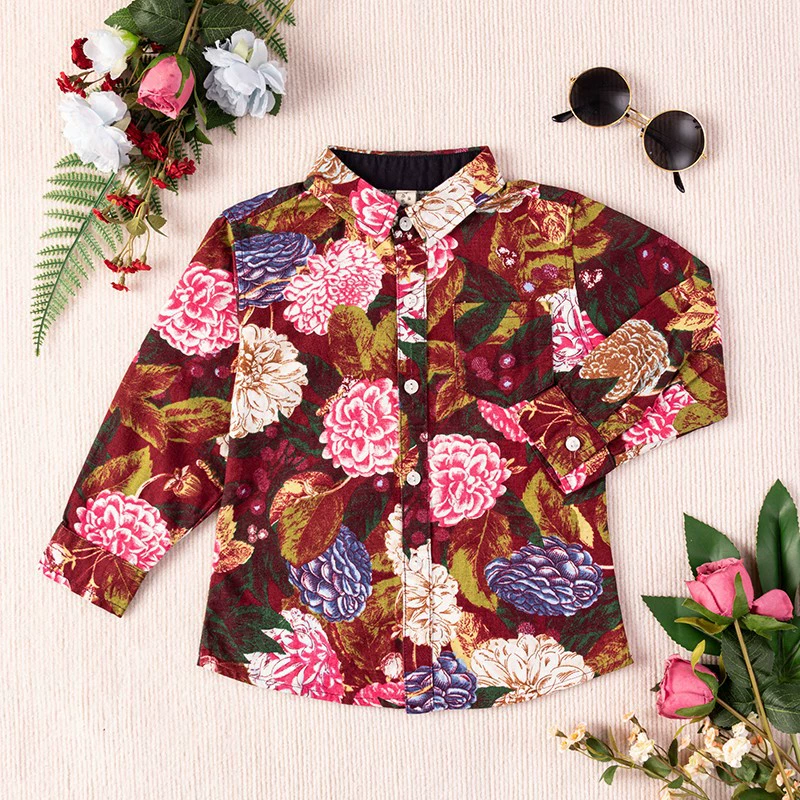 Мягкий не выцветает 2024 весна и осень корейская версия новых растений и цветочных узоров карманные повседневные рубашки с длинными рукавами