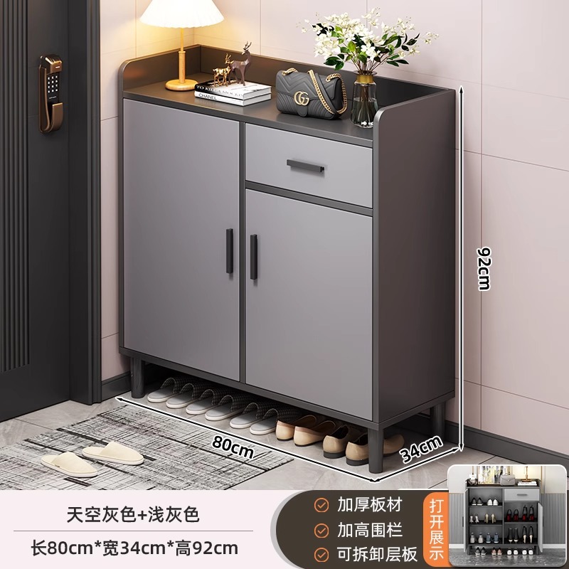 Armario de zapatos doméstico puerta interior nuevo tipo 2025 explosión pequeño armario de almacenamiento económico de gran capacidad estante de zapatos de pasillo