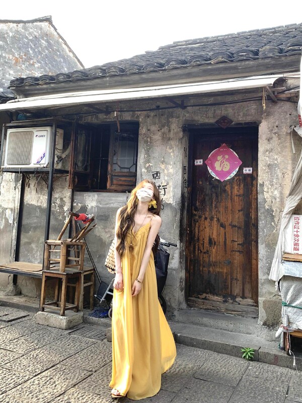 Dali, Yunnan vacation photo-worthy dress for women, Thailand Chiang Mai travel outfit, island strap long dress for summer Dali, Yunnan vacation photo-worthy dress for women, Thailand Chiang Mai travel outfit, island strap long dress for summer