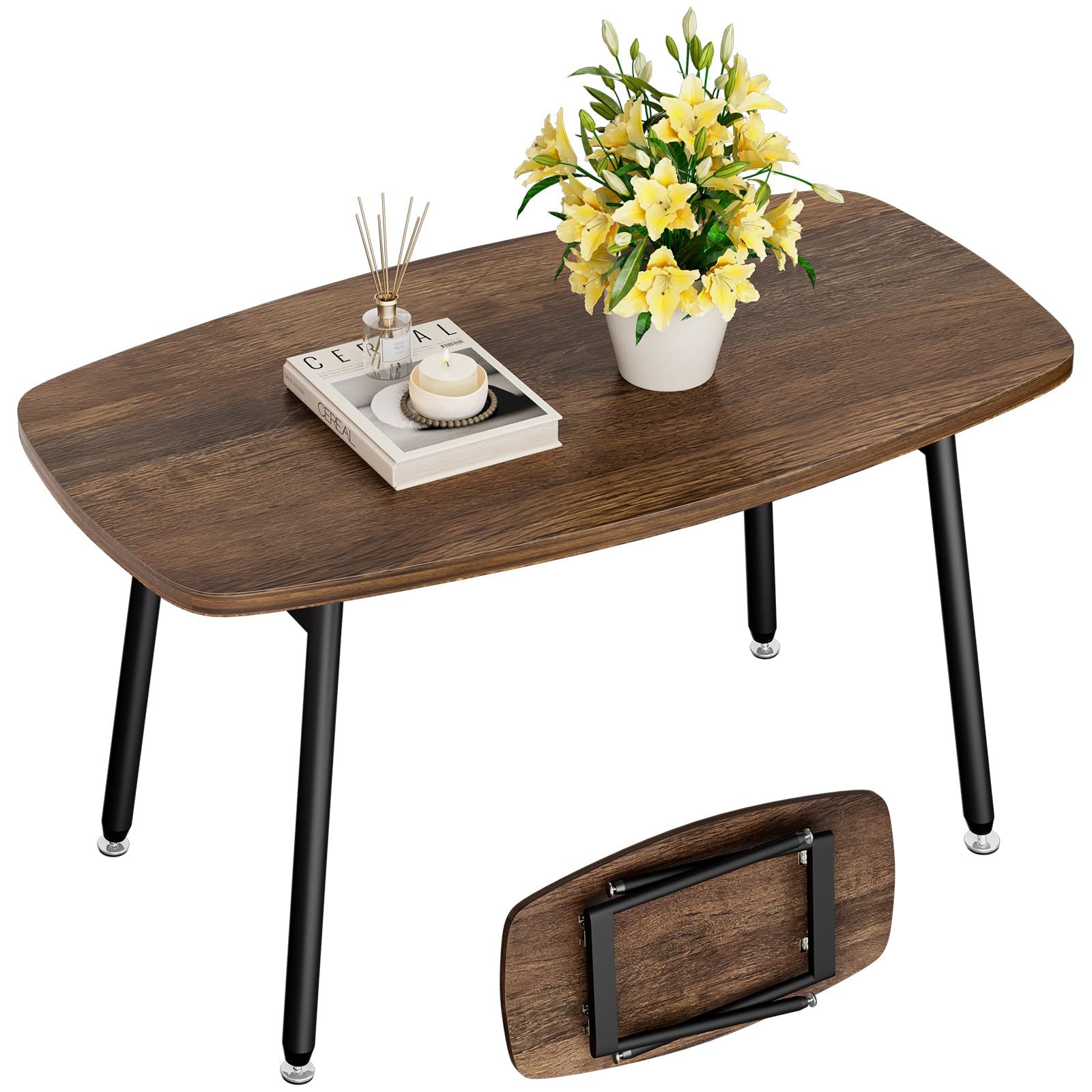 Mesa móvil de granja para espacio pequeño Mesa de café medieval rectangular