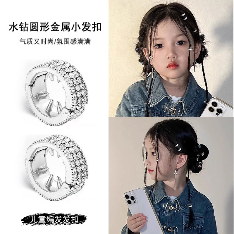 Fijación de cabello de metal redondo frisa clips de cabello de la frente de la mujer, el mismo tipo de clips de cabello de diamante pequeño tocado