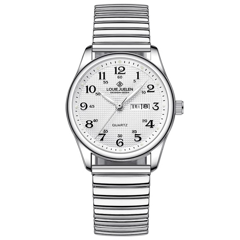Louis Jelun comercio exterior explosión luminoso reloj de cuarzo para ancianos al por mayor cinturón de acero inoxidable reloj de pareja impermeable para hombres
