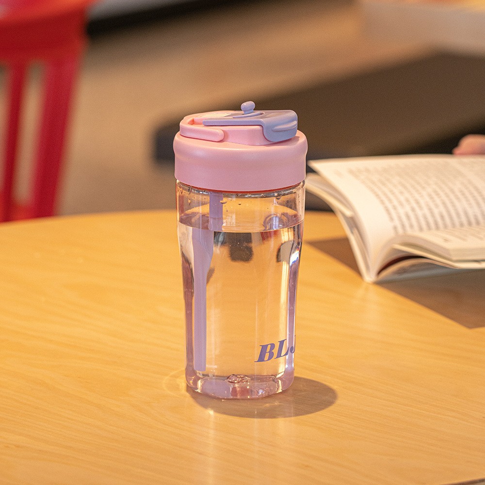 Tecnología shanghe chica linda flor taza de té taza de plástico estudiante deportes agua taza Internet celebridad portátil práctico taza