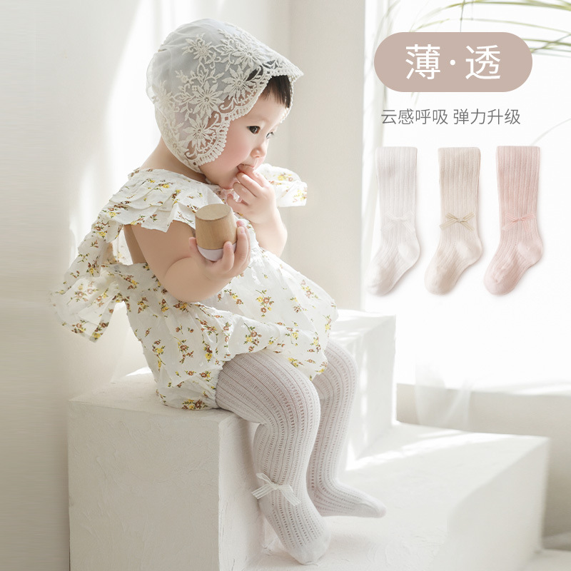 Bebé recién nacido polainas verano ultra-Delgado hueco de malla arco princesa chica danza blanca pantimedias