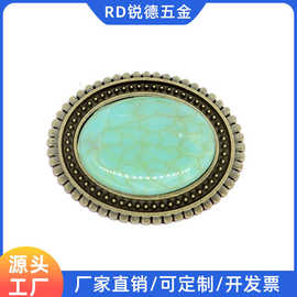 服装五金辅料 复古花纹镶钻椭圆扣 泳衣镶椭圆绿松石钻合金前中扣