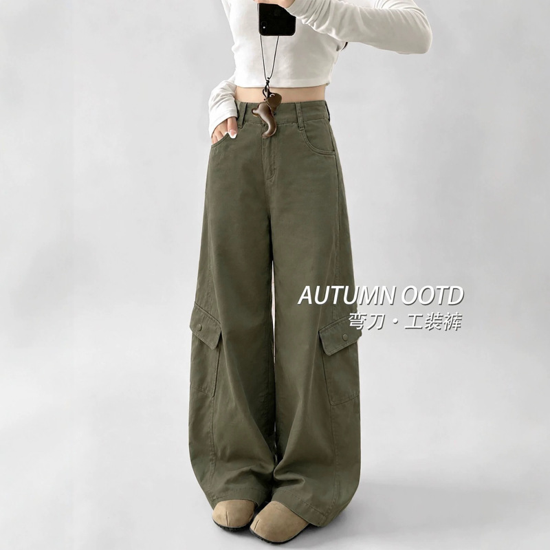 American-style curved-leg work pants for women, 2026 new autumn collection, high-waisted, straight-leg, loose-fitting, casual, wide-leg, and suitable for petite figures American-style curved-leg work pants for women, 2026 new autumn collection, high-waisted, straight-leg, loose-fitting, casual, wide-leg, and suitable for petite figures
