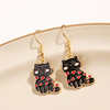 Creative new earrings cartoon cute black and white love cat drip oil earrings fun small animal jewelry 9035