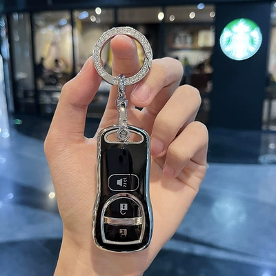 R30 Car Key Case, Car key bag - nissan-g-smart-3-key-black-single-shell-diamond-ring