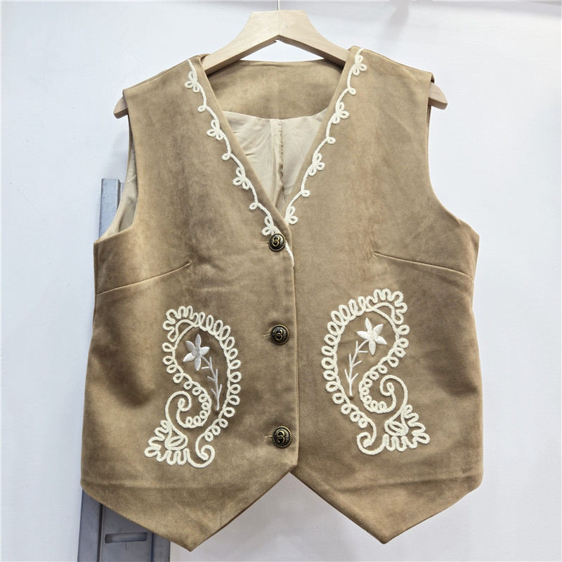 Retro estilo nacional sin mangas chaleco de mujer 2025 otoño nuevo cuello en V bordado suelto delgado chic cardigán superior image 4