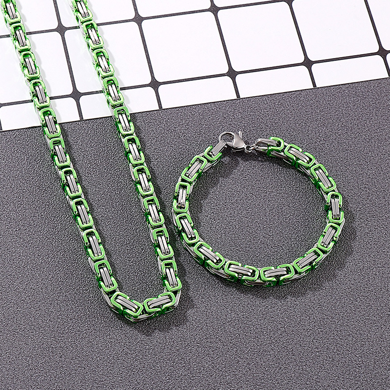 Hip-Hop Geometric Solid Color Titanium Steel Spray Paint Men's Bracelets Men's Chain Bracelets display picture 4