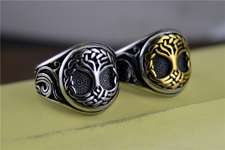 Title 9, Pierścień ze stali tytanowej w stylu vintage, m...