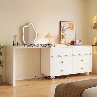 Double Solid Wood Integrated Chest of Drawers for Bedroom, Modern Minimalist Small Apartment Corner Dressing Table, Bed End Storage Cabinet