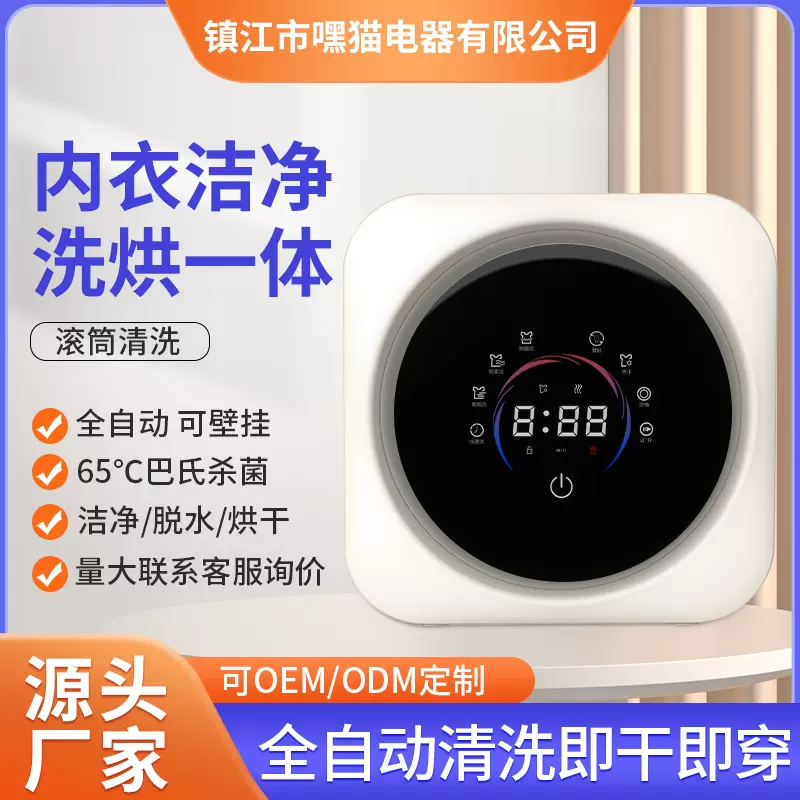 小型内衣洗衣机跨境全自动洗烘一体迷你内裤袜子壁挂滚筒洗衣机