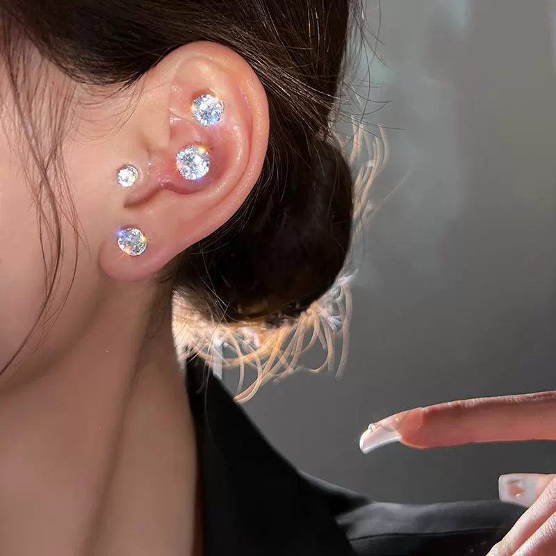 Earrings, zirconium, brand ear clips, simple and elegant design, no pierced ears