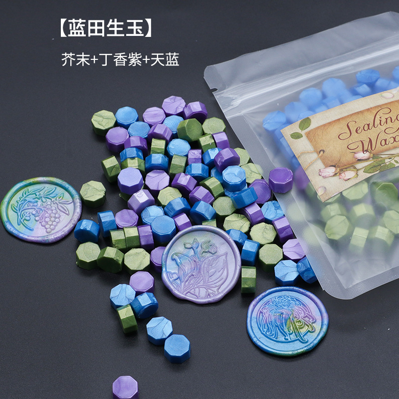 Ocho-lado fuego pintura cera grano mezclado color 35g bolsa de embalaje fuego pintura cera sello al por mayor sobre DIY mano cuenta de sellado Uso de cera