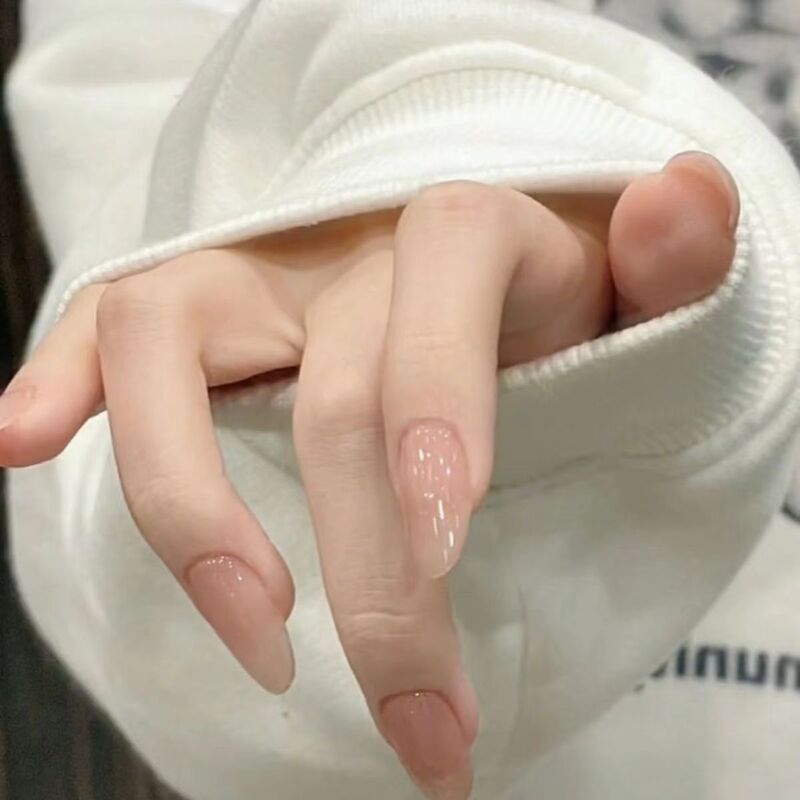 Handmade wear nail Zhenzhen same style solid color nude color manicure finished patch wear nail fake nail durable detachable Handmade wear nail Zhenzhen same style solid color nude color manicure finished patch wear nail fake nail durable detachable
