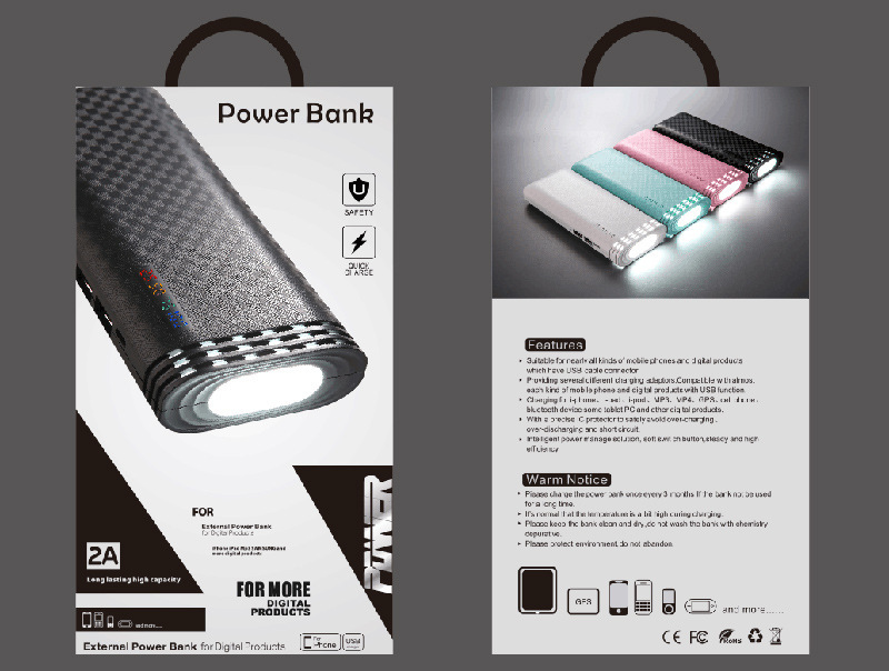 10000毫安双USB带灯高性价马塞克礼品logo定制充电宝