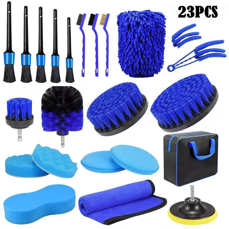 Cross-border hot sale car 23-piece car wash cleaning brush suit car interior cleaning electric drill brush head detail brush