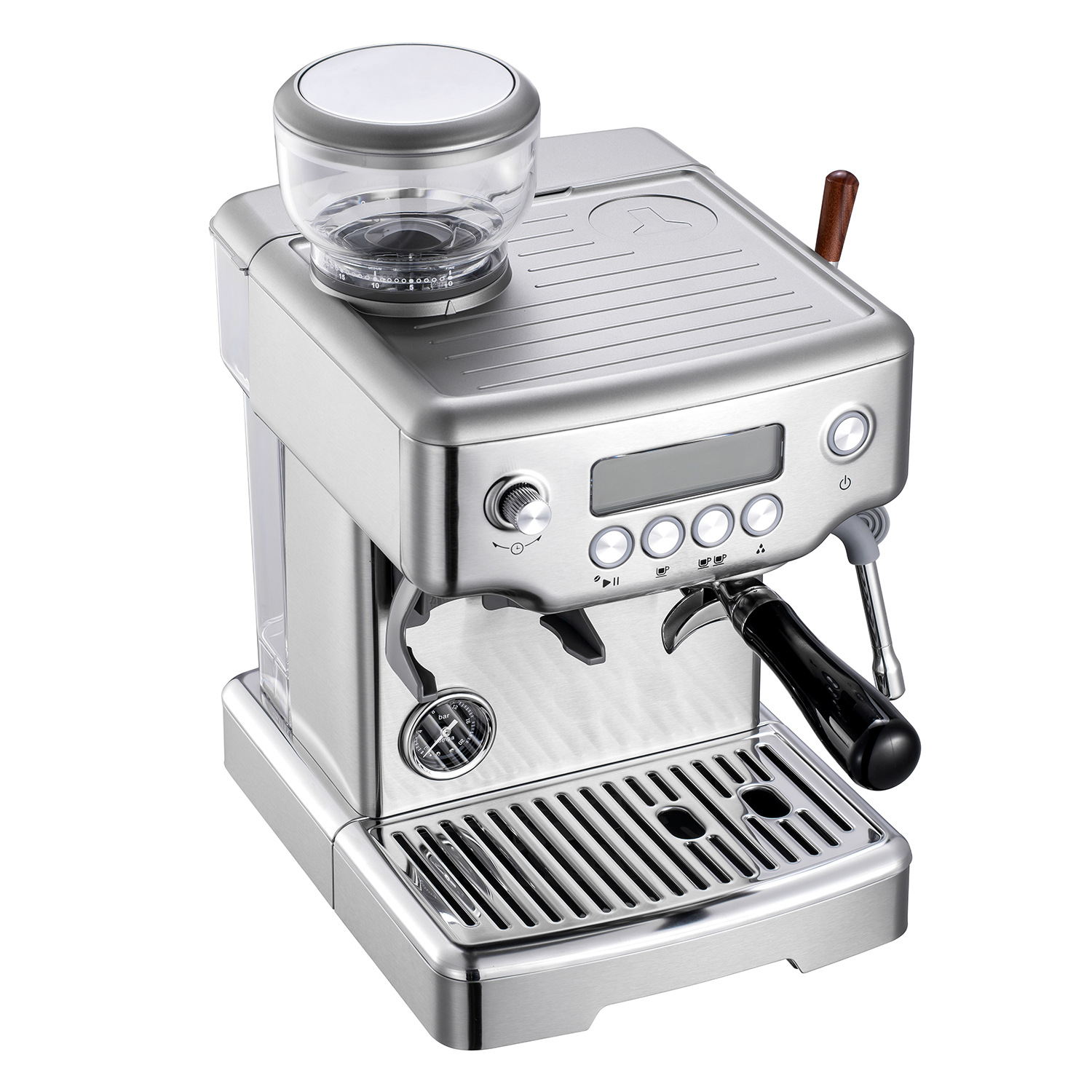 Máquina de café espresso totalmente automática bomba de alta presión con molienda máquina de café espresso italiano moler granos hervir café 2 en 1