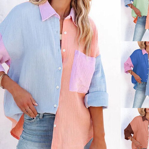 Women's Casual Contrast Shoulder Shirt