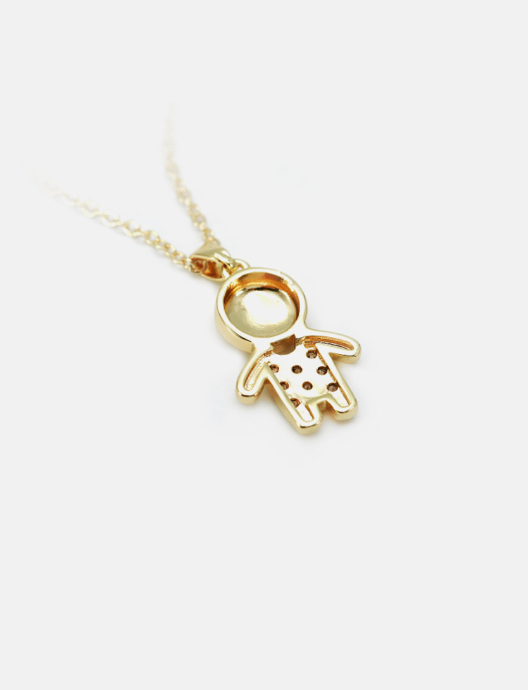 Fashion Little Boy Copper Gold-plated Zircon Necklace Wholesale display picture 3