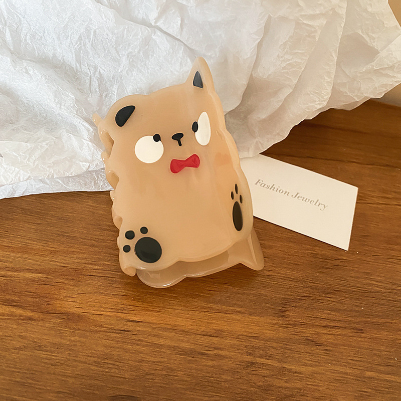 Carpeta de agarre de palabra redonda de color café, clip de tiburón de pelo de disco de alta gama retro, personalidad simple y de moda, nueva horquilla, accesorios para el cabello