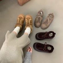 真皮厚底雪地靴女款2024冬季新款加绒棉鞋大头鞋网红同款短靴