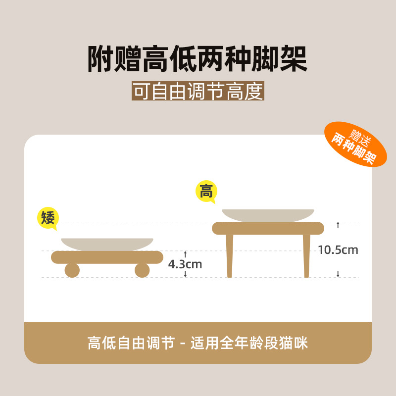 Cerámica de cerámica anti-deslizante poco profundo gato plato gato perro plato platos de comida granos patas de gato bocadillos platos transfronterizos Amazon