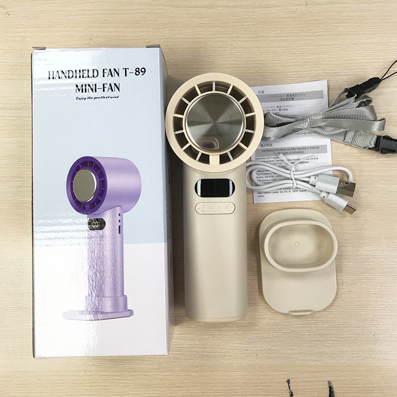 2025 ventilador de mano de hielo de oficina al aire libre portátil USB refrigeración digital de alta velocidad violenta turbina pequeño ventilador