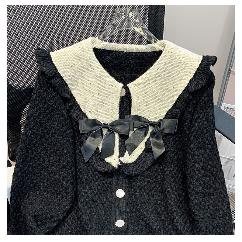Special Offer # Sheep Velvet # Loose Slimming Age-Reducing Sweater Autumn and Winter New Style Doll Collar Cardigan Sweater Trendy