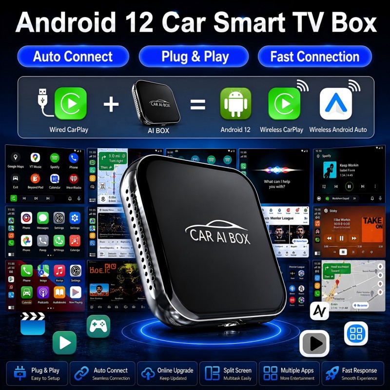 Cross-Border Three-In-One Wired to Wireless Carplay Box Apple Smart Android Auto Android Box