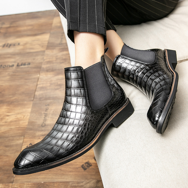 2024 otoño y invierno zapatos masculinos retro tendencia Chelsea botas de cuero de alta altura botas de vaqueros de moda europea y americana image 4
