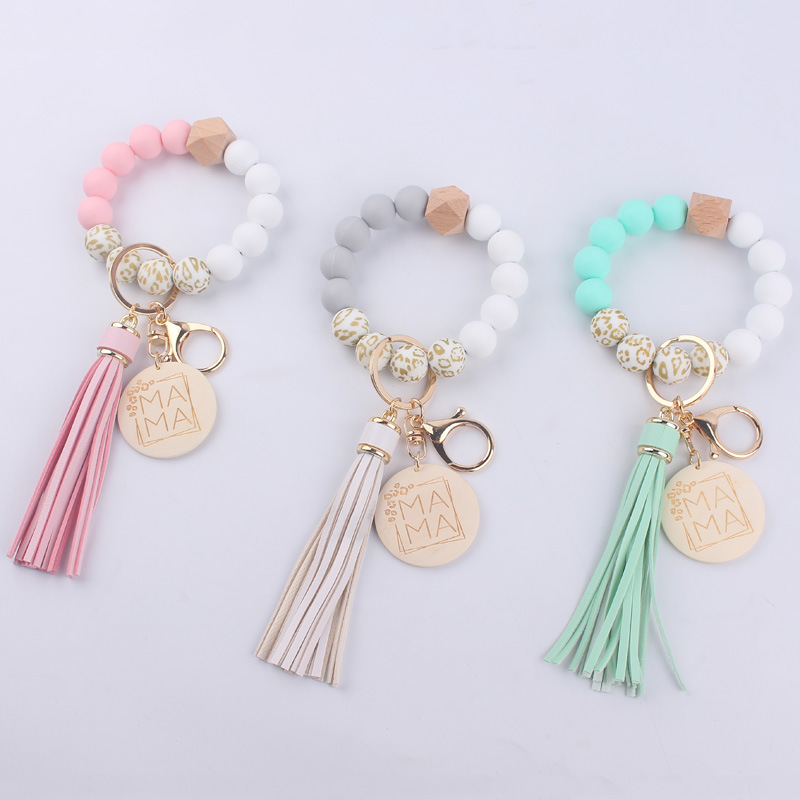 52g Weight Simple Style Letter Silica Gel Beaded Mother's Day Women's Keychain