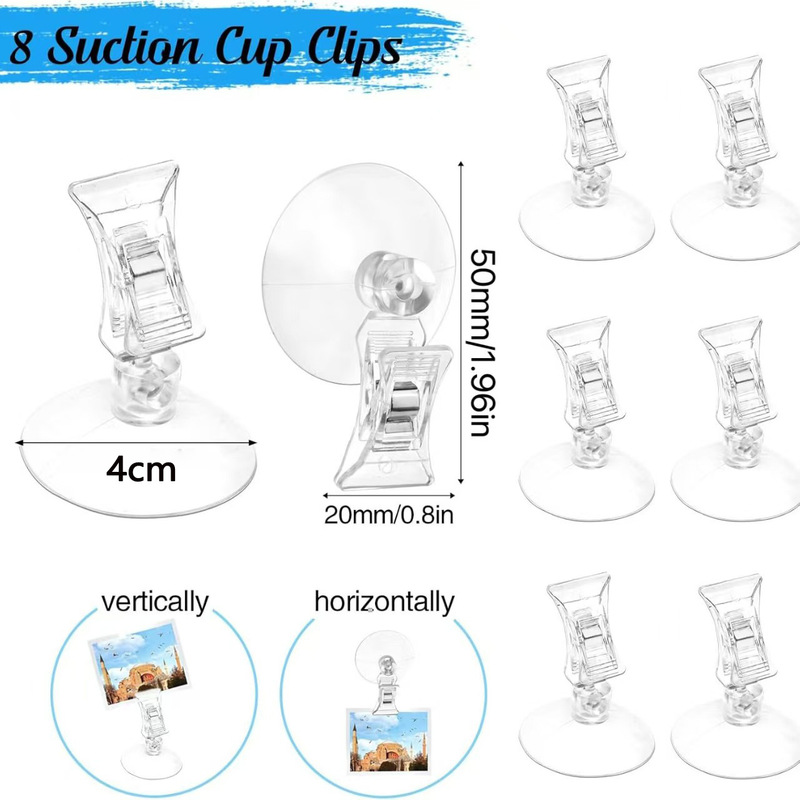 In-Stock Pop Suction Cup Clips, Explosion-Proof Sticker Clips, Transparent Universal Plastic Clips, Glass Surface Label Clips, Bulk Discount
