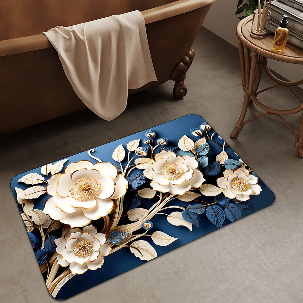 Alfombrilla de barro de diatomeas de flores tridimensionales de lujo ligero transfronterizo, alfombrilla de baño, alfombrilla de pie absorbente y antideslizante para el hogar, alfombrilla de entrada