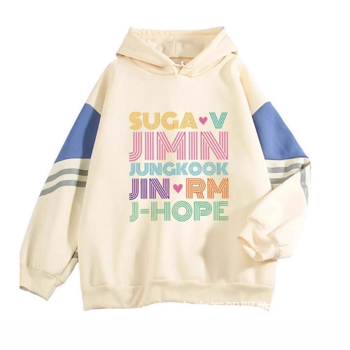 S Bts Themed Sweatshirt New Color-Printed Member Names Cross-Border Korean Style Unisex Hoodie