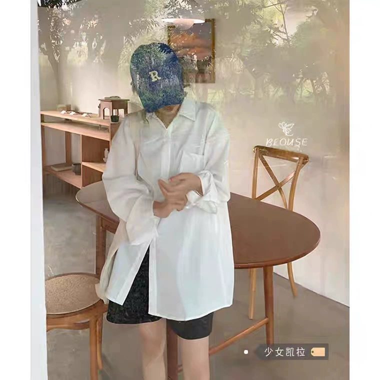 Женская универсальная Свободная белая рубашка-миди в Корейском стиле больших размеров в ленивом стиле для девочек, женский весенний топ с длинными рукавами, уменьшающий возраст