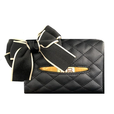hanging sun visor armrest box Car tissue box/set - black-striped-bow