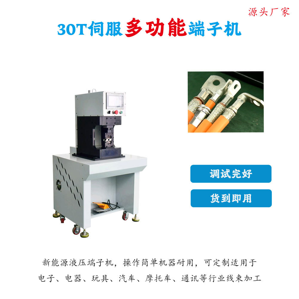 30吨伺服端子机新能源电缆铆压机充电桩端子六边形免换模具压接机