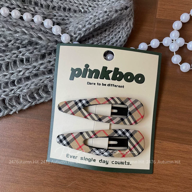Детская заколка (pinkboo) клетчатая корейская hairgrip, аксессуар для чёлки на осень