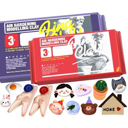 No-baking stone plastic clay diy full set of material package tool set finished products accessories wholesale polished stone plastic clay mud