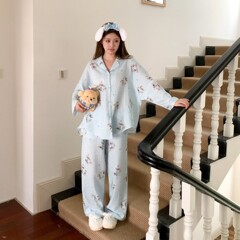 【100%棉】秋新款全棉睡衣女小红书爆款ins家居服卡通长袖长裤套