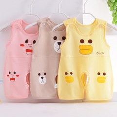 Baby Summer Outfit, Thin One-piece Clothing for Newborns, Sleeveless Romper, Cotton Cartoon for Boys and Girls, Crawling Suit and Pajamas