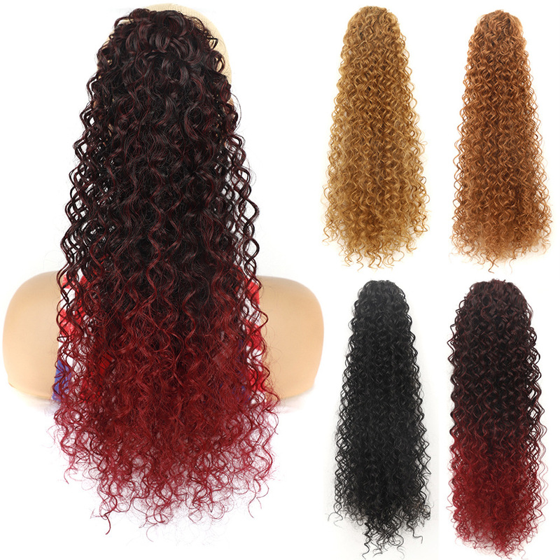 16 inch 19 inch 22 inch 30 inch foreign trade wig fluffy long curly wig ponytail deep roll drawstring wig ponytail