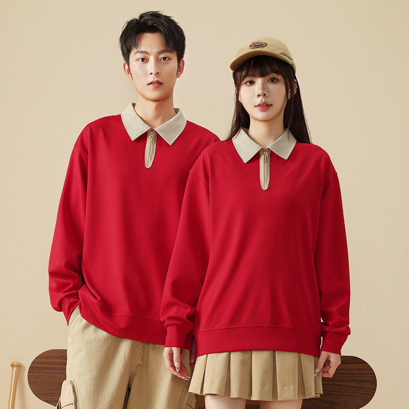 T-shirt ample à manches longues tendance automne sweat-shirt vêtements supérieurs pour hommes, nouveau style avec col à revers à l'extérieur et décontracté_voghion.com