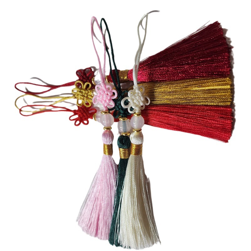 Little Chinese Knot Tassel Hanging Tassel Ancient Style Bookmark Pendant Tassel Red Gold Pendant Mid-Autumn Festival Spot Wholesale