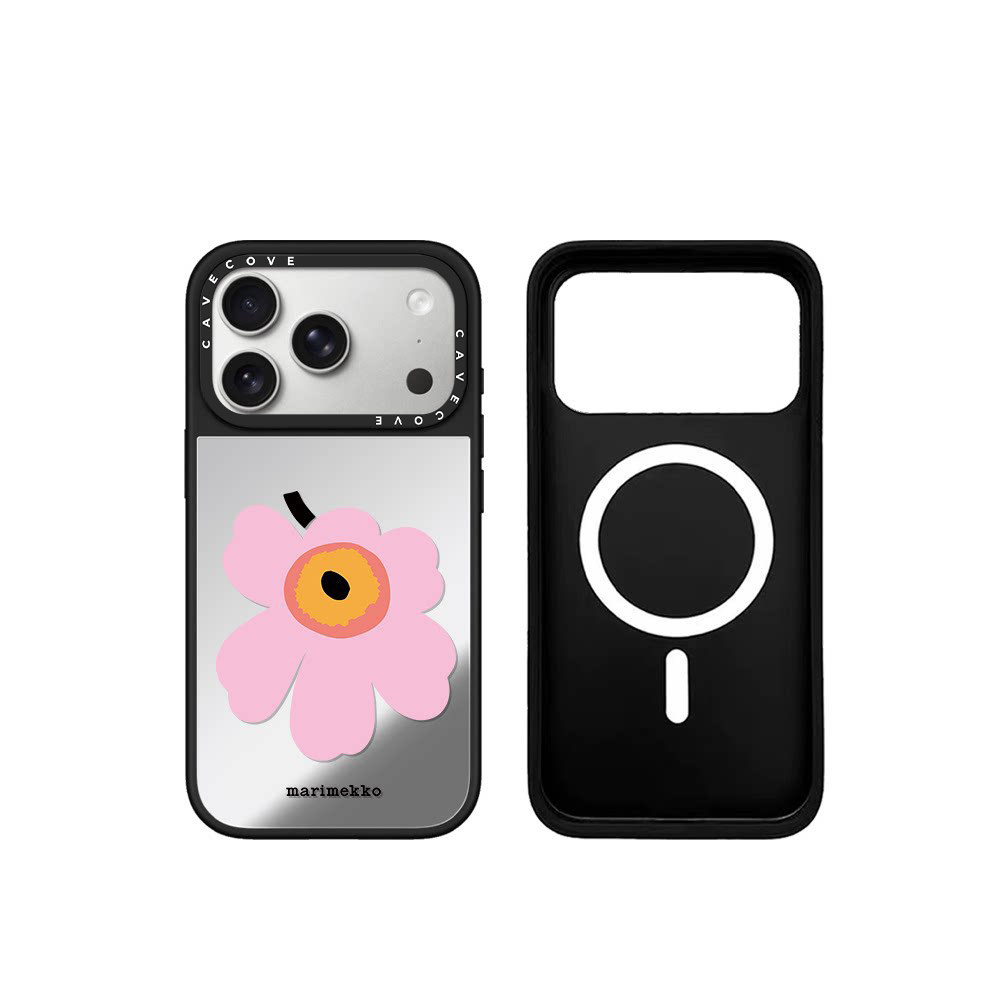 北欧风花卉印花适用iPhone16promax手机壳15pro镜面防摔14清新17