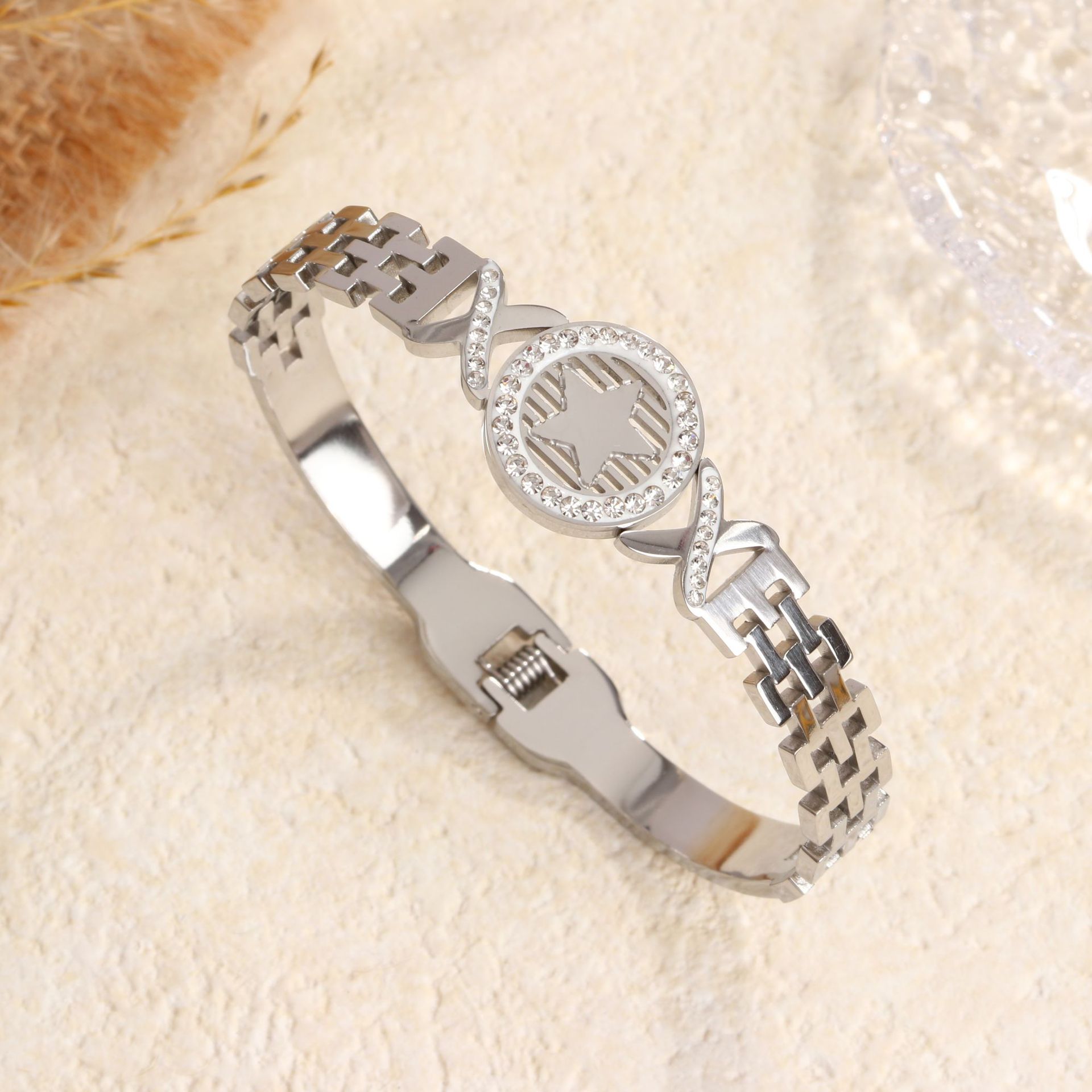 96 다섯개 별 팔찌 스틸 색상