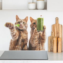 Cat Vegetable Juice Refrigerator Dishwasher Glass Window Entrance Home Decor Wall Sticker Self-Adhesive Wholesale Cross-Border